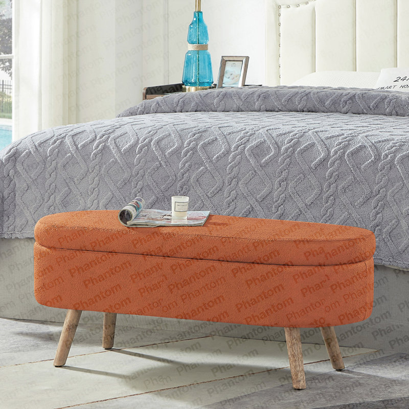 Banc de rangement avec repose-pieds ovale Luxury, Orange
