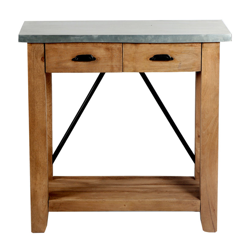 Crockett Industrial Rustic Solid Wood Frame Rectangular Console Media Table With Storage, 29" H x 30" W x 15" D