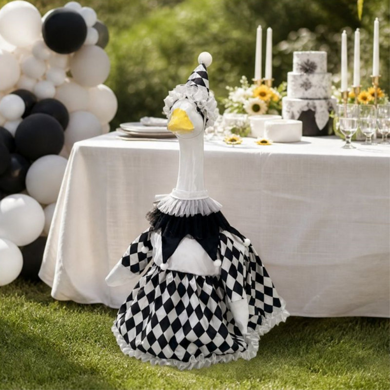 Tapis elliptique de 23 pouces, ensemble de vêtements à carreaux noirs et blancs, costumes d'oies
