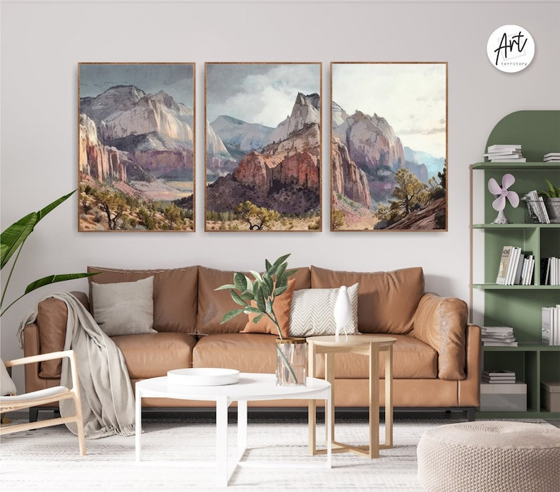 Ensemble de 3 imprimés Zion National Park, Affiche non encadrée, H 20 po x l 48 po