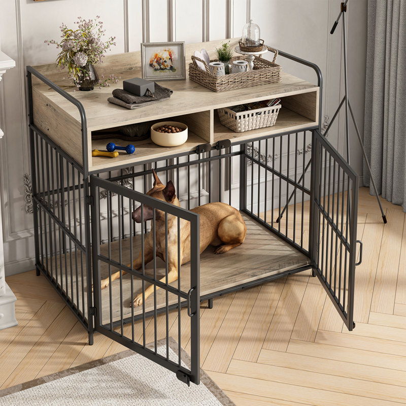 Meuble pour cage Saudism, Gris rustique / noir