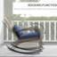 Chaise berçante, bleu foncé avec coussin de siège et coussin élégants, dossier haut pour le jardin, porche, balcon