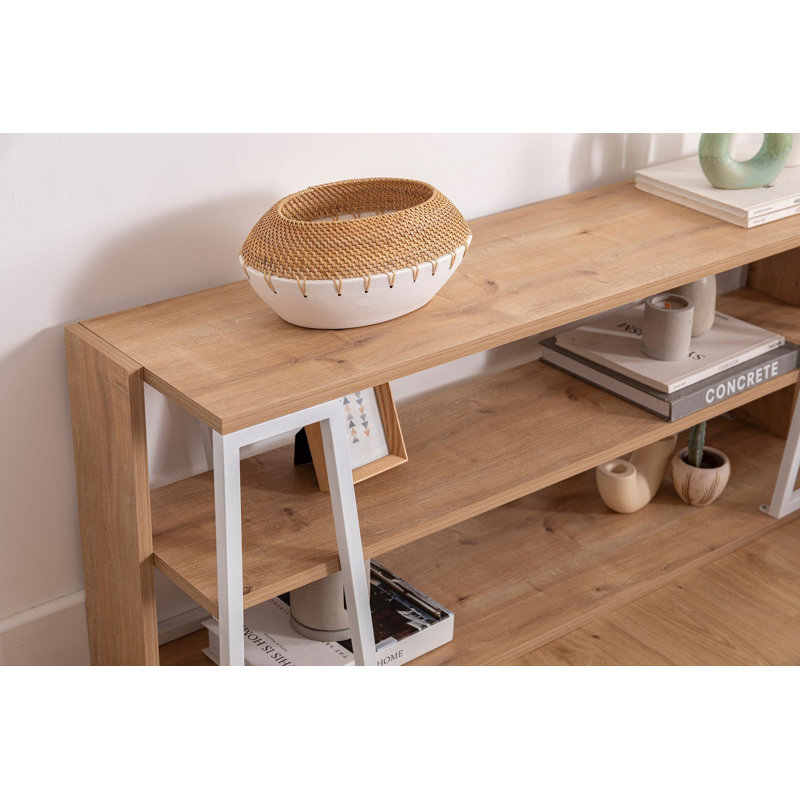 Meuble télé élégant avec structure en métal, finition saphir et blanc, 48,6 po x 11,8 po x 19,1 po | 100% panneau de particules enduit de mélamine, épaisseur: 0,7 pouce | Idéal pour les salons et les centres de divertissement, conception élégante et durable