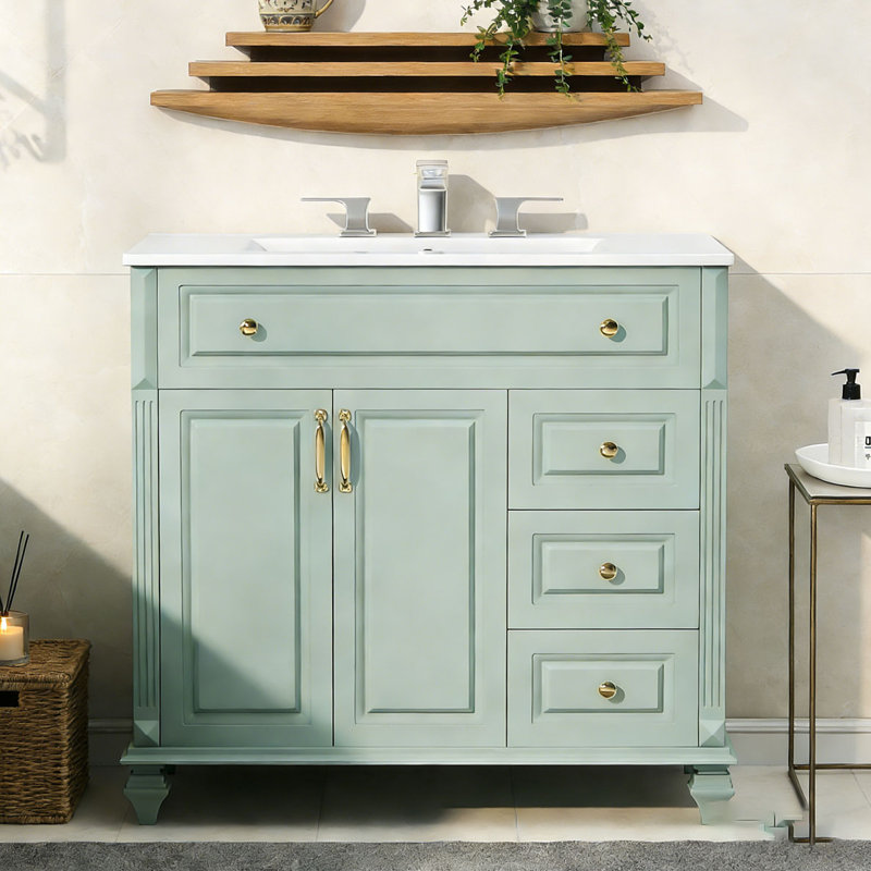 Meuble-lavabo 36 po avec lavabo, Vert