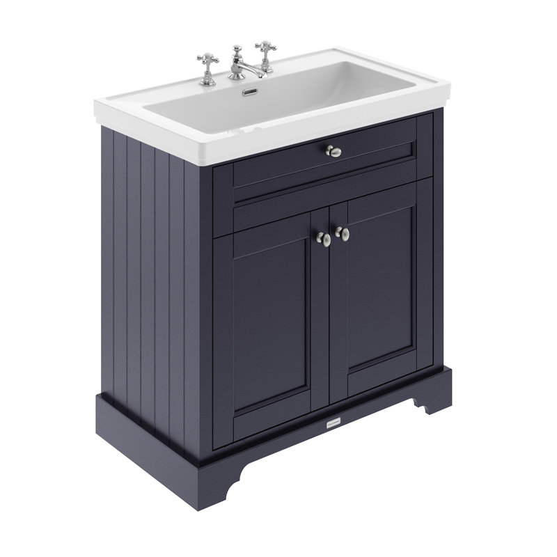 Old London 830mm Single Bathroom Vanity with Integrated Fireclay Basin, Blue