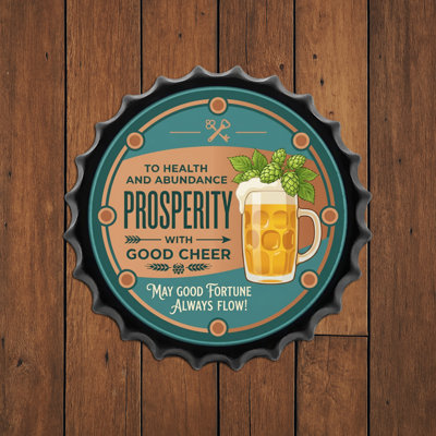Beer Cap Bottle Caps Metal Tin Signs Wall Art Plaque Vintage Home Decor 13.8x13.8 Inch
