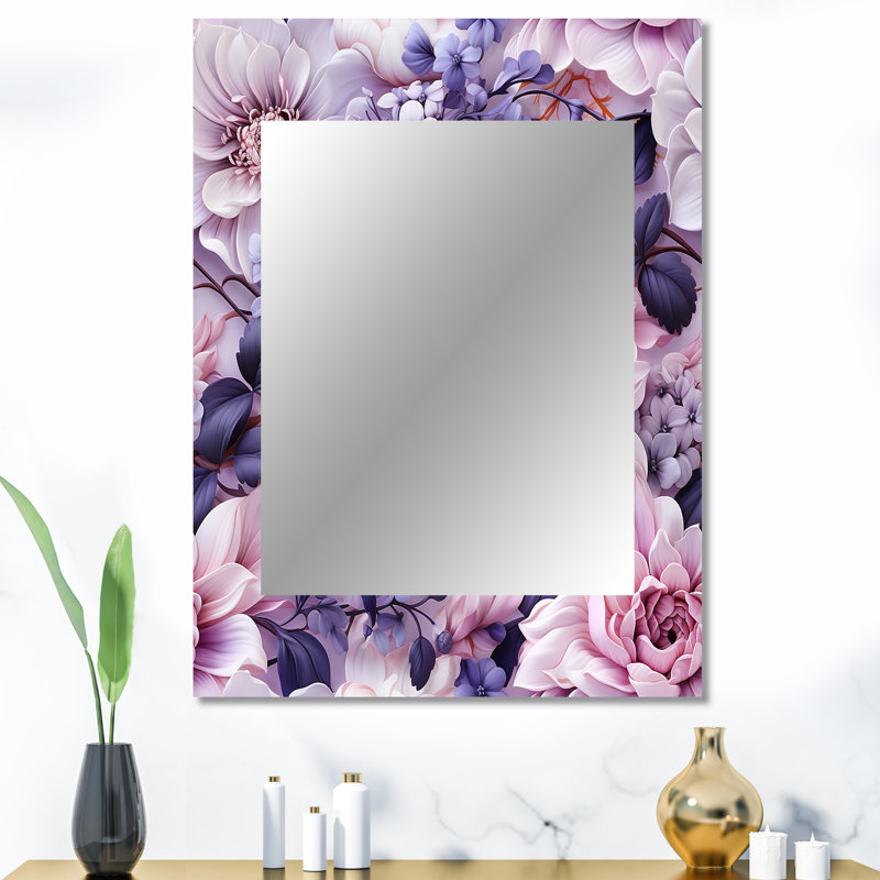 Heddwyn - Floral Decorative Mirror On Metal, 40 po x 30 po