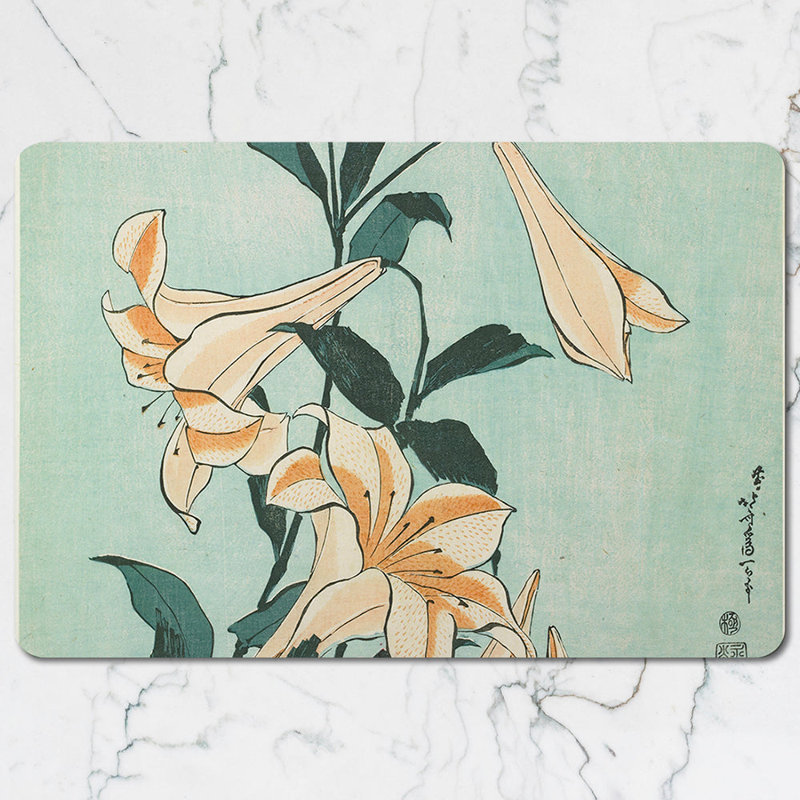 Lily Flower Placemats And Coaster Set Vintage Botanical Artwork