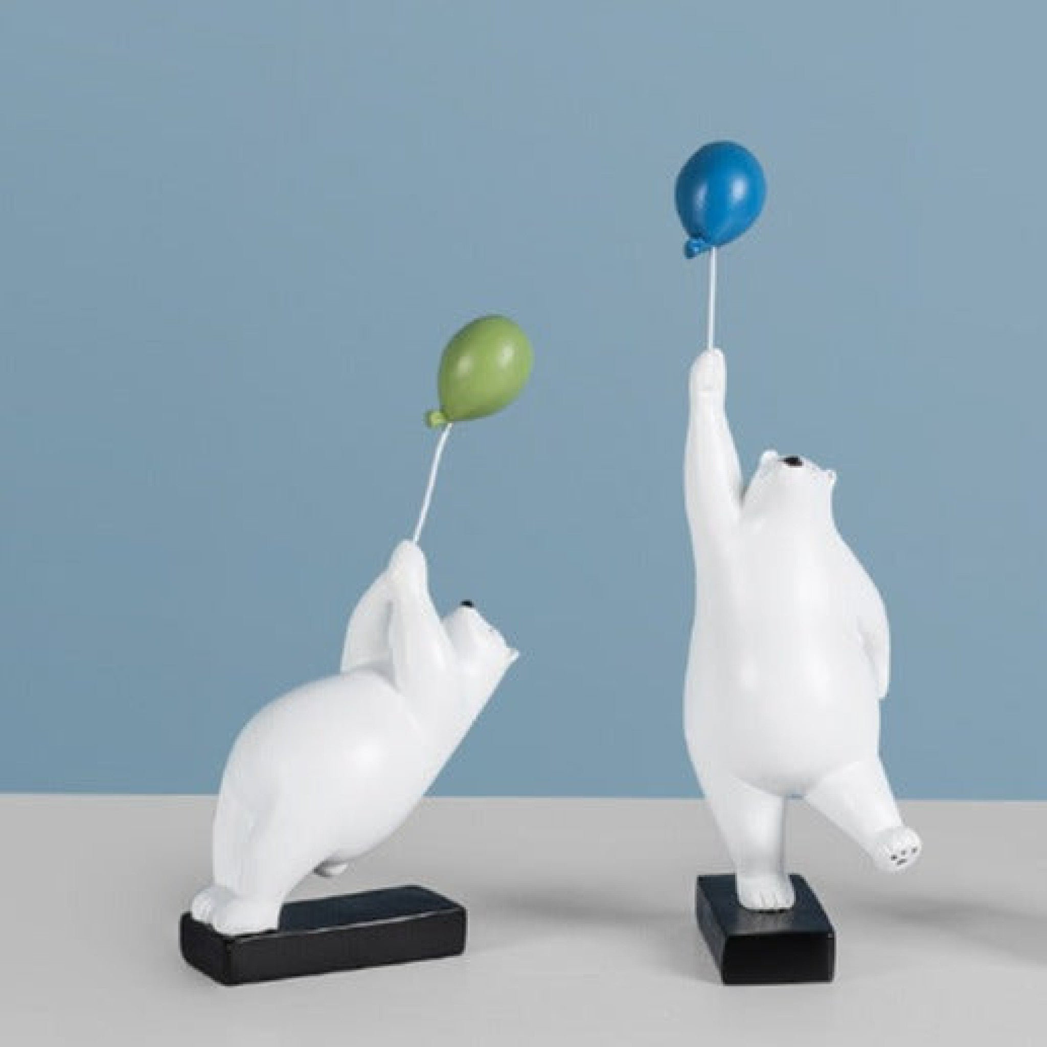 Trinx Large Cute Bear Statue With Blue Balloon | Wayfair