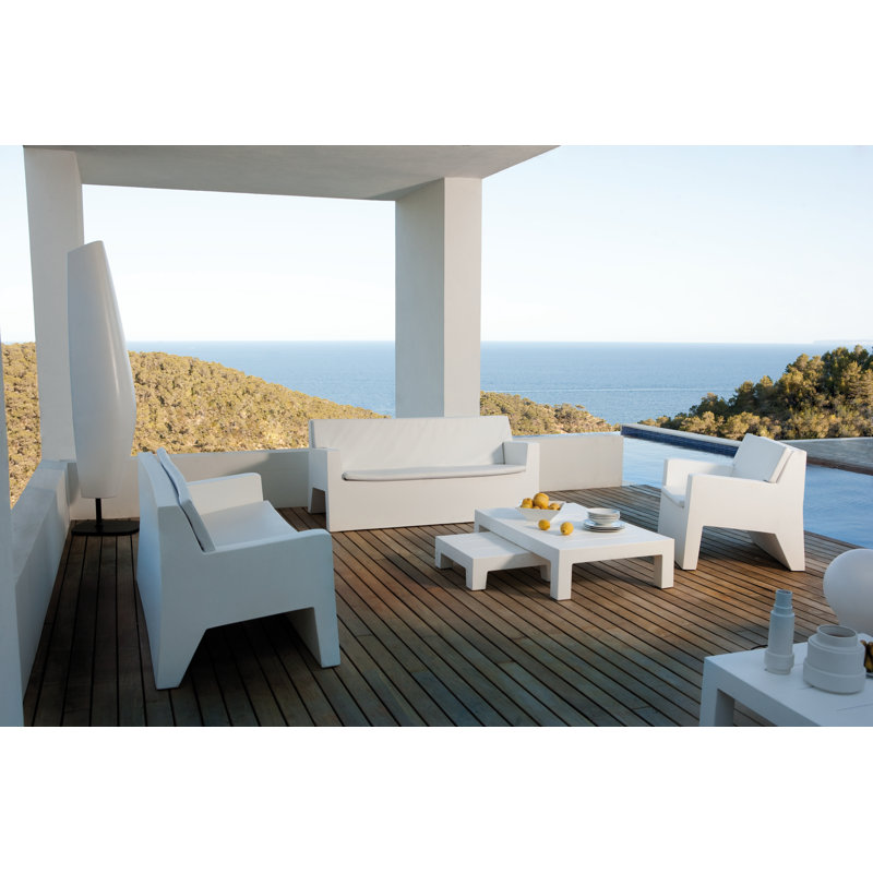 Jut 36" Wide Outdoor Patio Sofa, White