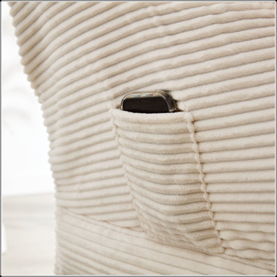 Méridienne moderne avec repose-pieds, accoudoirs et poche latérale, parfaite pour les petits espaces et la détente