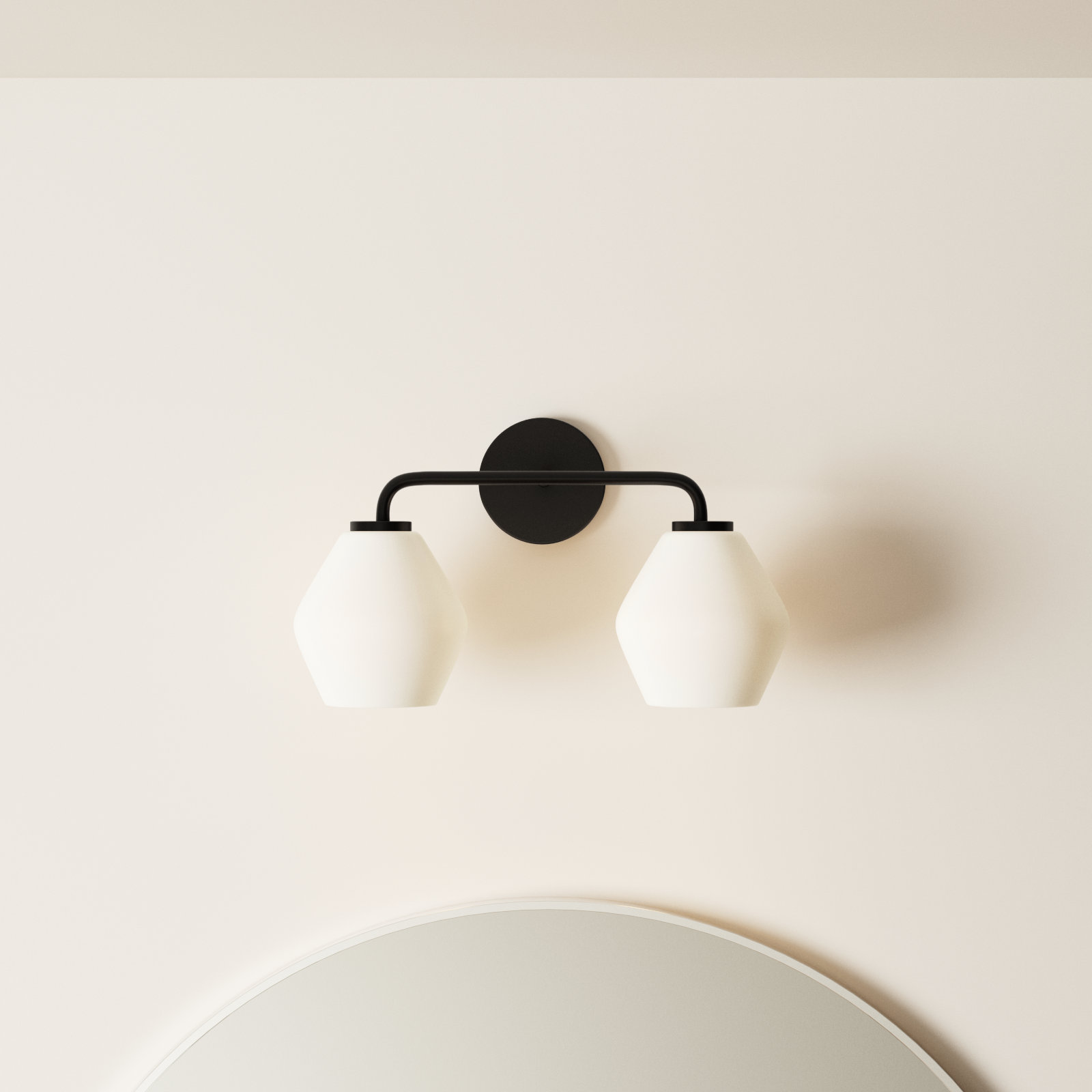 Rooks 2-Light Dimmable Vanity Light, Midnight Black, White