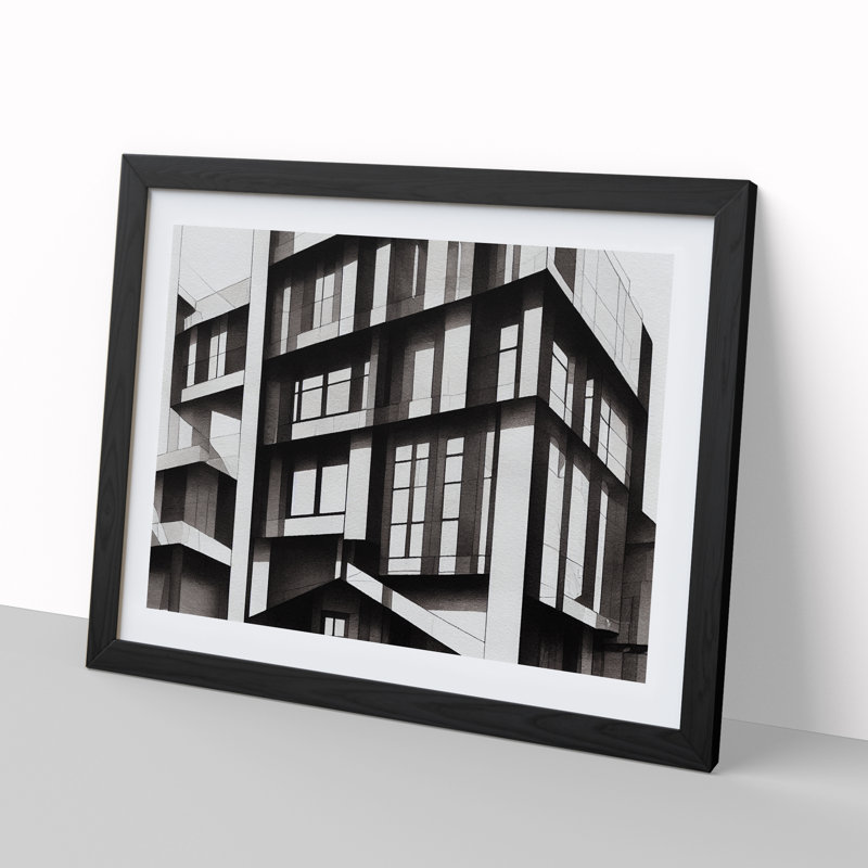 Desirable Modern Architecture - Single Picture Frame Print, Black, 46cm H x 64cm W x 2cm D