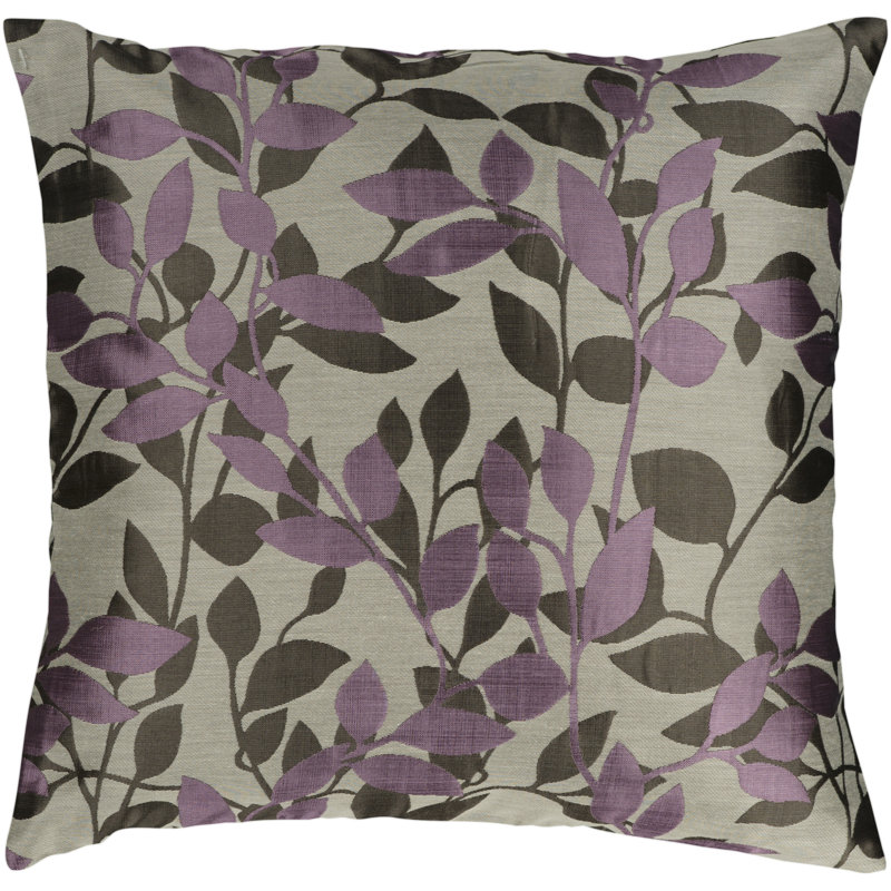  Housse et insert d'oreiller carré, 18 po x 18 po, Taupe / Violet clair / Noir, Duvet