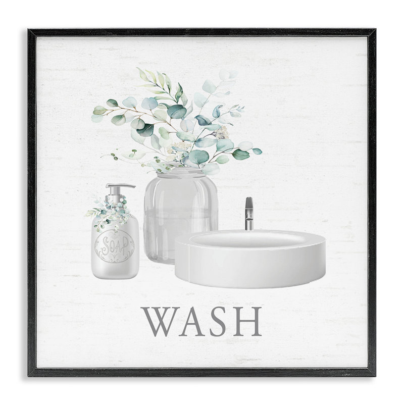 «Fresh Bathroom Sink Botanicals», art giclée encadré, design par lettré et doublé, H 24 po x l 24 po