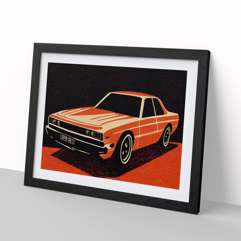 Classic Car Block Print - Framed Print, Black, 46cm H x 64cm W x 2cm D
