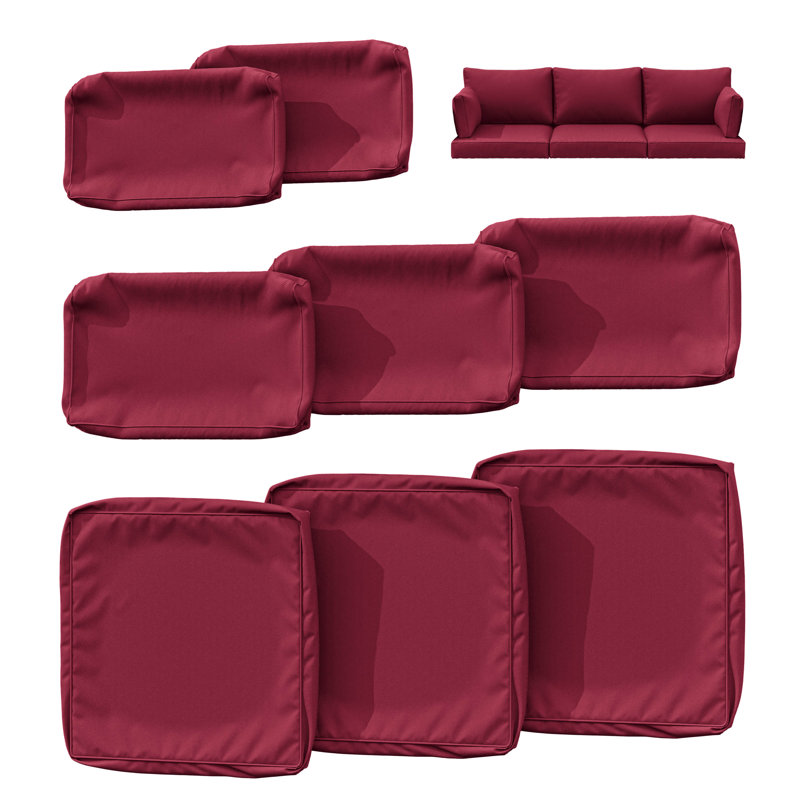 Cartert 8 Pcs Outdoor Cushion Covers Set For Outdoor Cushions and Patio Furniture Cushions Cover, Only Covers , Burgundy