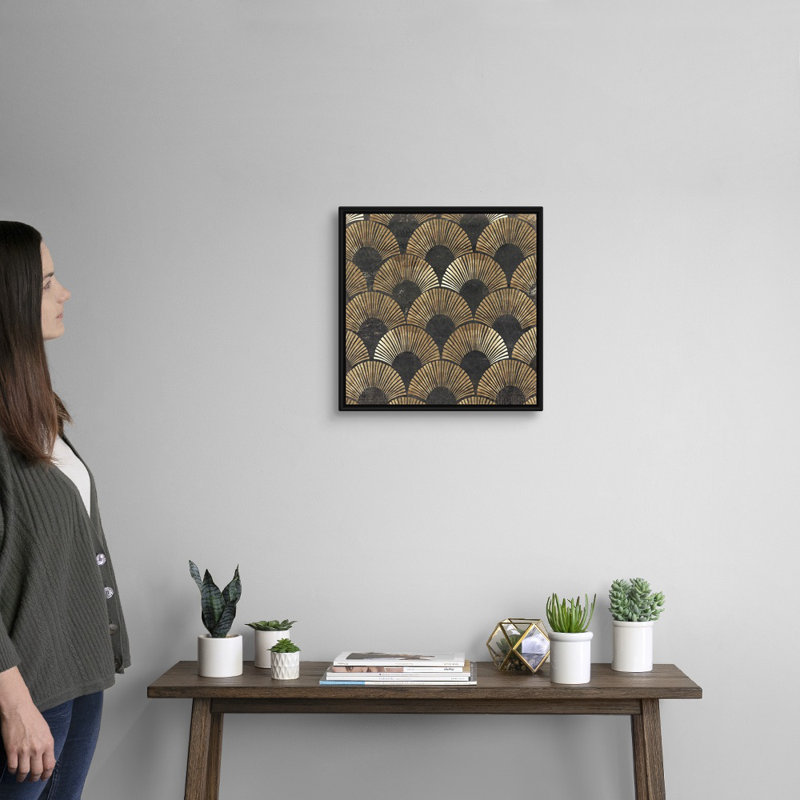 «Golden Art Deco II» par Aimee Wilson, reproduction sur toile, Impression encadrée, H 18 po x l 18 po, Noir