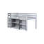 Lit mezzanine simple protégé avec armoires et bureau, gris-1179641392