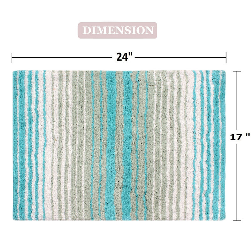 Griffie Plush 100 % Cotton Bath Rug, Single - 17" L x 24" W, Turquoise