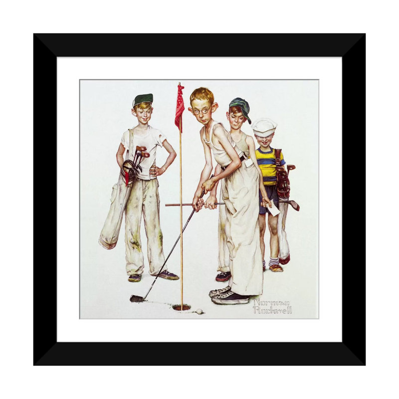 «Missed (Four Sporting Boy: Golf)», reproduction d'art sur toile, H 24 po x l 24 po x P 1 po, Papier d'art encadré noir