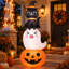 Ensemble citrouille fantôme et chat gonflable d'Halloween de 1,80 m avec DEL intégrées