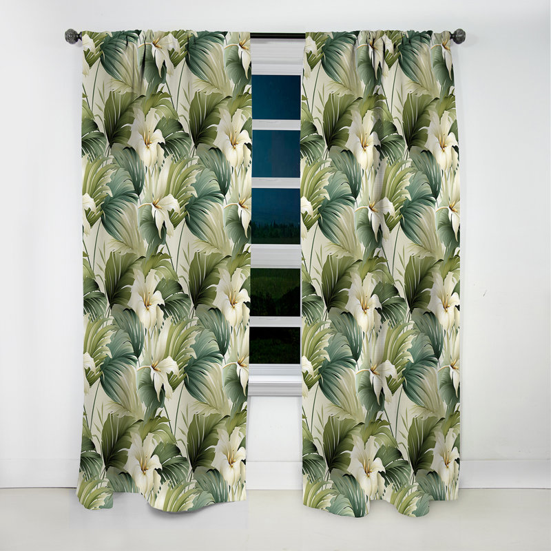 Neutre motif tropical Tropics II - Rideau floral - Rideau occultant floral - 1 panneau, L 52 po x L 84 po