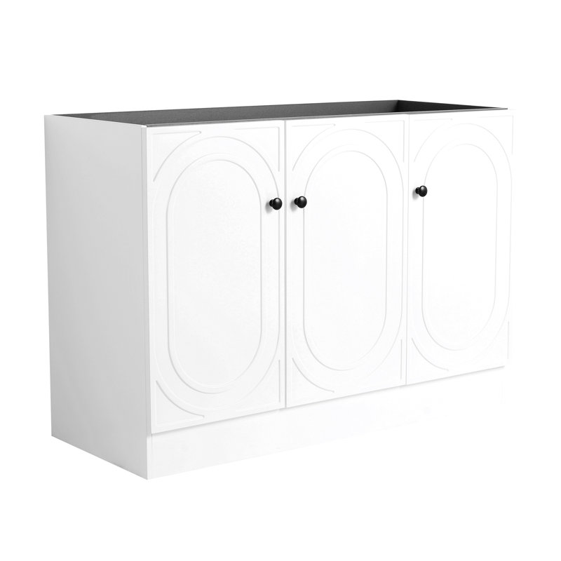 Meuble-lavabo mural avec lavabo et armoire latérale, portes à fermeture en douceur, Noir, Blanc