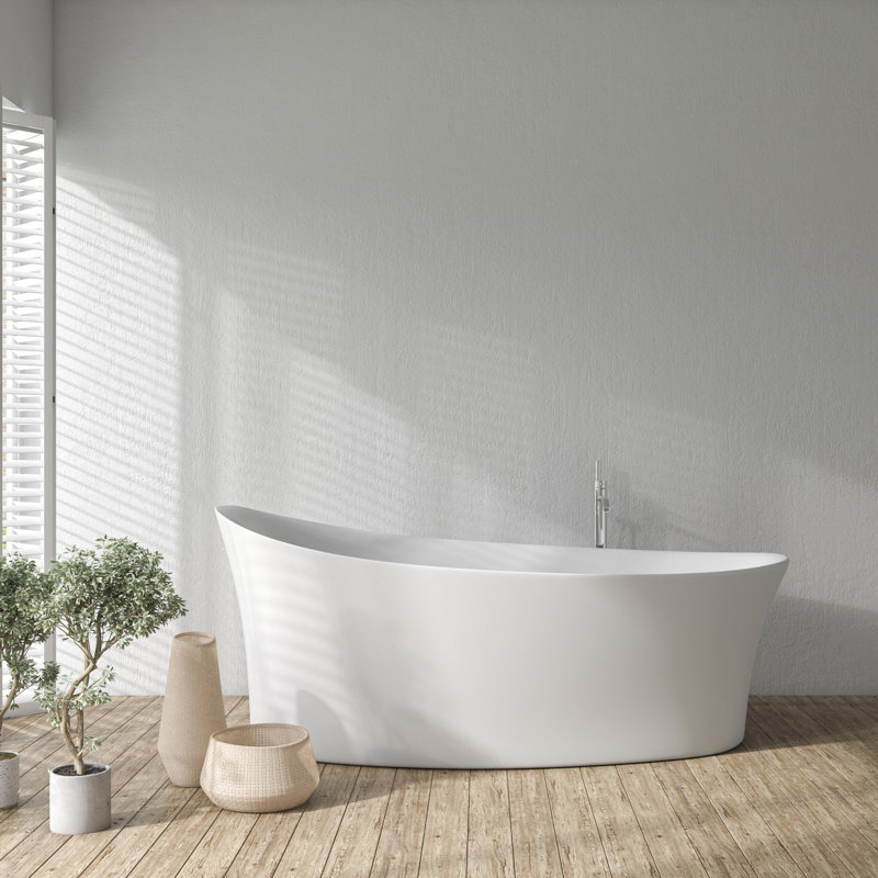 66.9'' x 32.7'' Freestanding Soaking Acrylic Bathtub