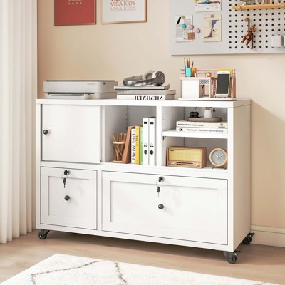 Classeur à 3 tiroirs en métal blanc avec serrure, glissières silencieuses à extension complète, roulettes, ensemble anti-basculement et compatible avec les fichiers A4 / Légal / Lettre pour l'organisation du bureau à domicile.