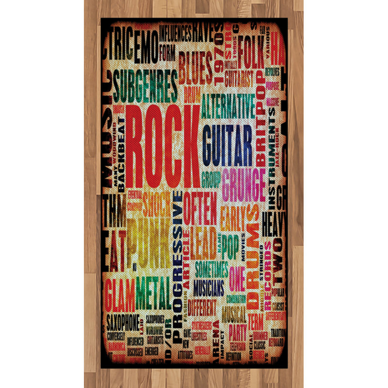 Music Retro High Density Long Fiber Poly Threads Decorative Area Rug Carpet, Rectangle 2'7" x 5'