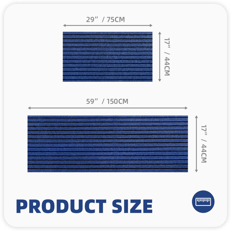 Tapis de cuisine Danyielle, Bleu, Tapis de couloir 1 pi 5 po x 4 pi 11 po