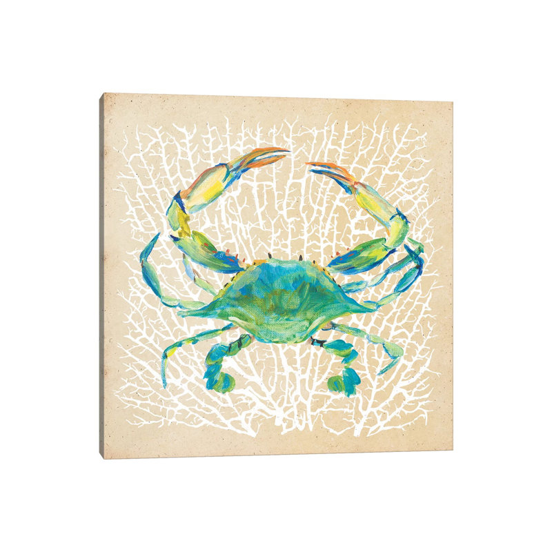 Sealife Crab by Julie Derice - Wrapped Canvas Painting, 30.48cm H x 30.48cm W x 1.905cm D