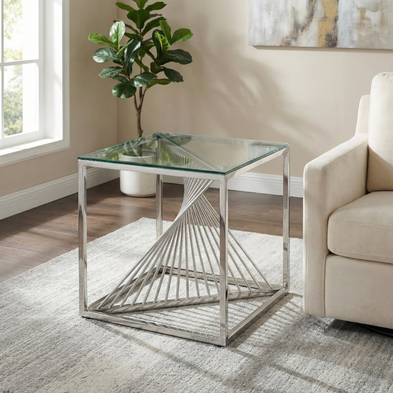 Cyra Glass Top End Table
