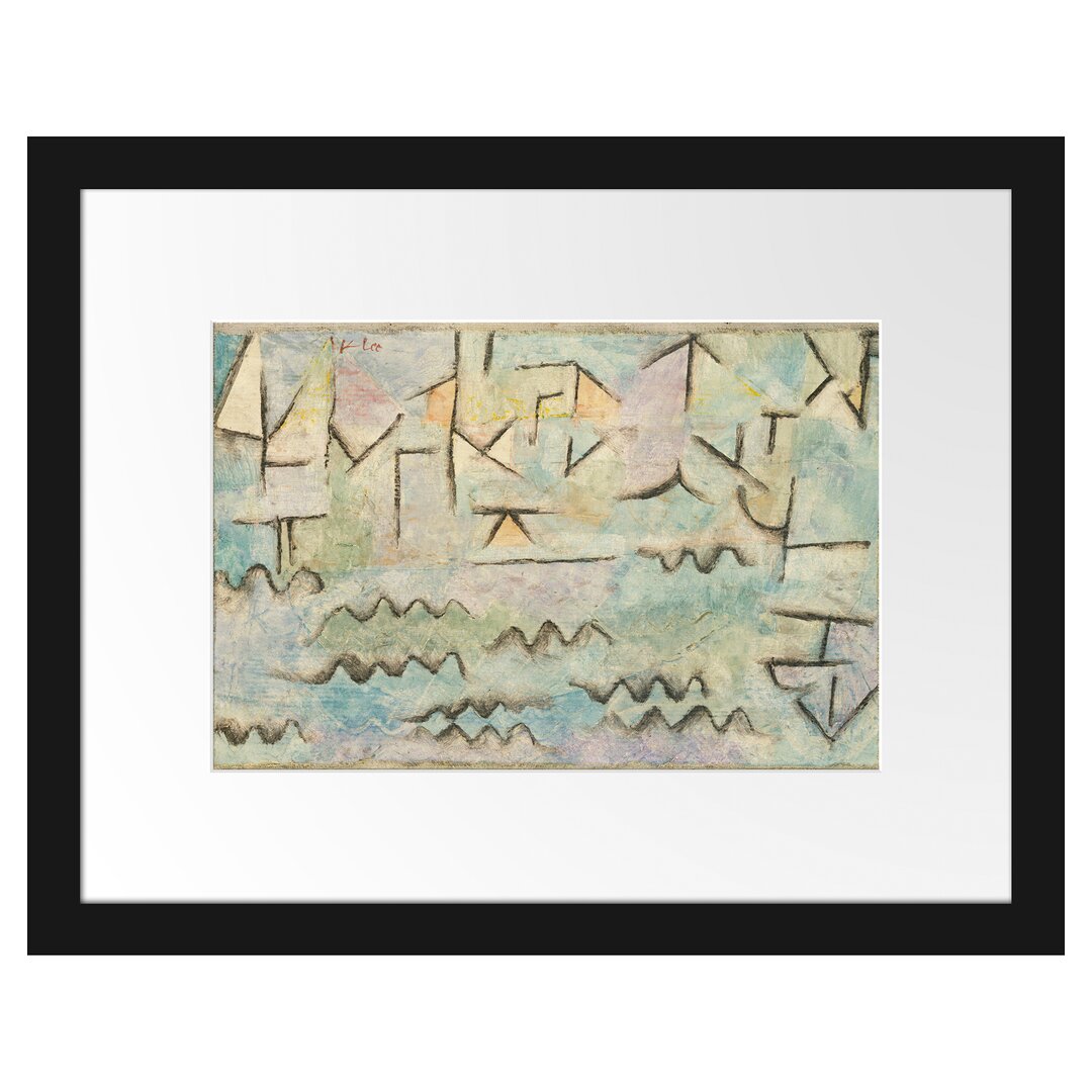 Paul Klee - Der Rhein Bei Duisburg - Im Bilderrahmen Mit Galerie-Passepartout