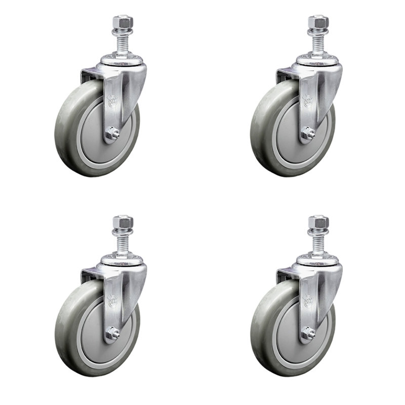 Polyurethane ½ Inch Threaded Stem Caster Set 2 Brakes SCC