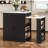 Extendable Island Console With Drawers, Double-Door Cabinet, And Open Shelving. Serves As Dining Table, Temporary Breakfast Bar, And Afternoon Tea Lounge,Black