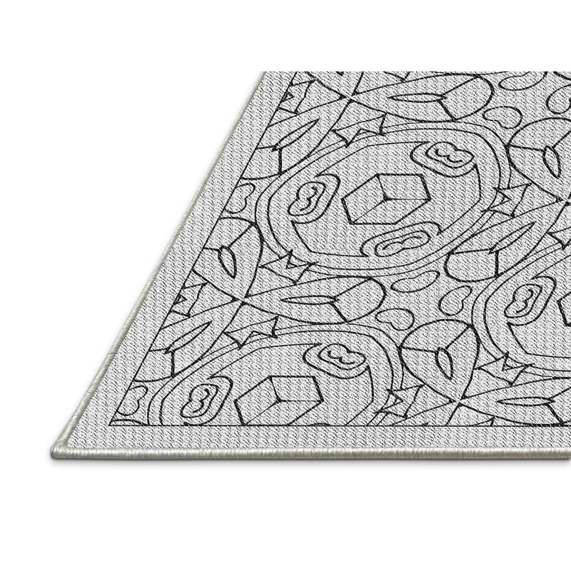 Tapis gris tissé à la machine, Rectangle 5 pi x 8 pi