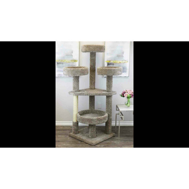 Extra Large Beige Carpet and Sisal Cat Tower