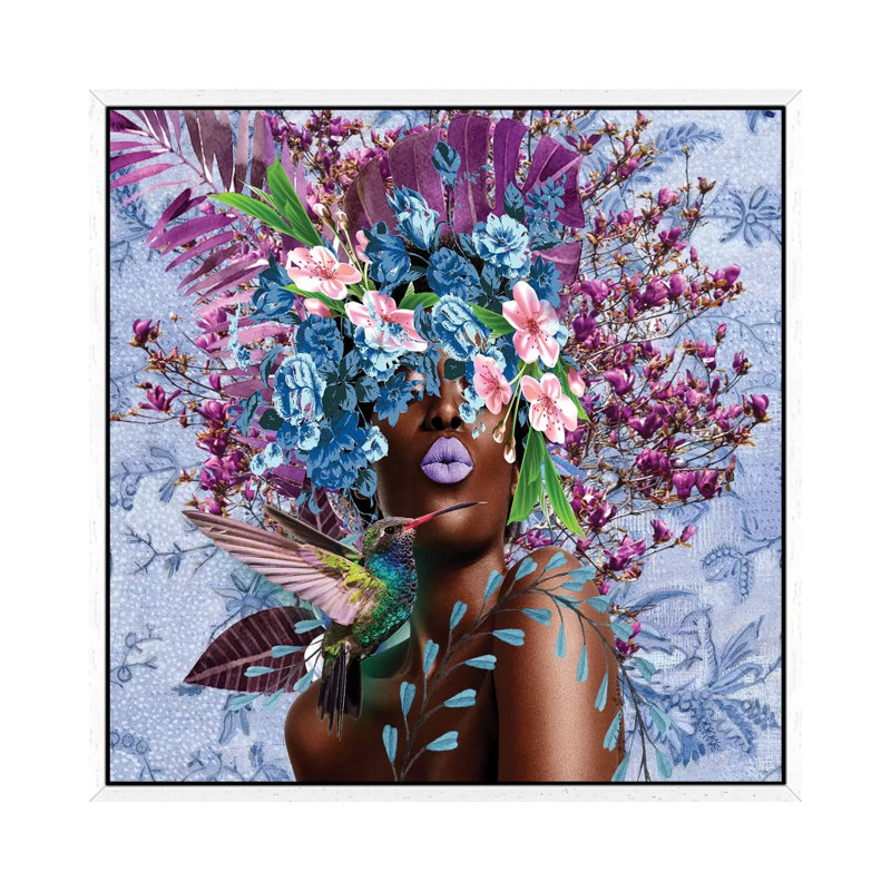 Women In Bloom Purplicious by Yvonne Coleman Burney - Print on Canvas, White Framed, 66.04 cm H x 66.04 cm W