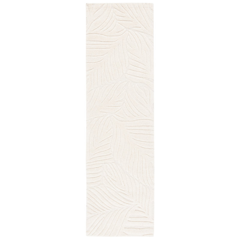 Blakelynn Solid Color Hand Tufted Cotton/Wool Area Rug in Ivory, Runner 2'3" x 8"