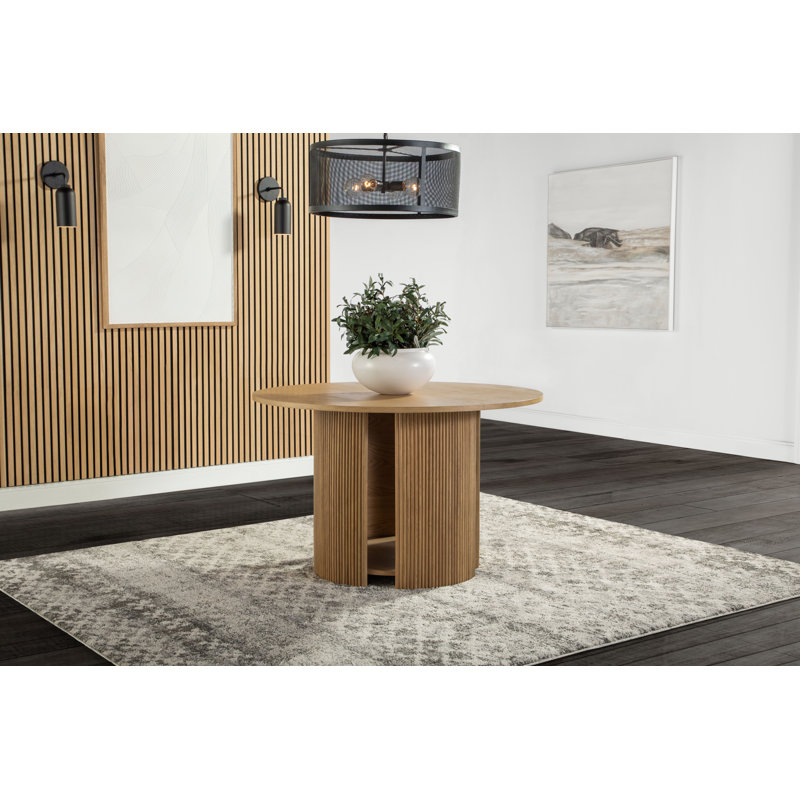 Sorine Round with Solid Wood Base Dining Table, Brown