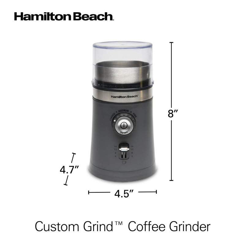 Hamilton Beach Gray Electric Coffee Grinder with Adjustable Grind