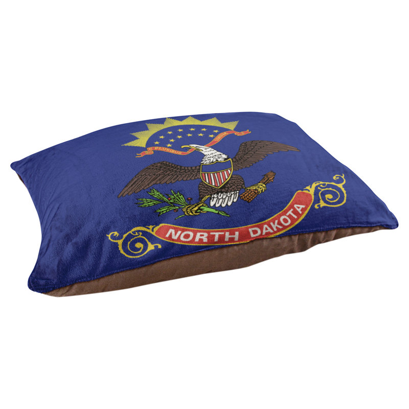 Coussin de designer north dakota flag Burien, L 32,5 po x l 42,5 po, Marron foncé