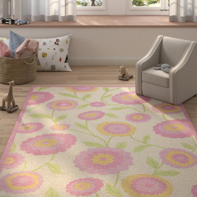 Tapis touffeté à la main rose / ivoire Claro