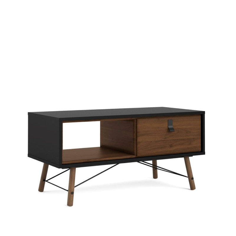 Timpson Four Leg Coffee Table with Storage, Brown/Black, Black