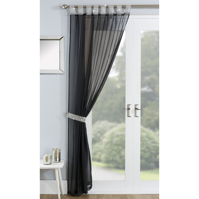 Burger Sheer Curtain Single Panel, 140 W x 122 D cm, Black