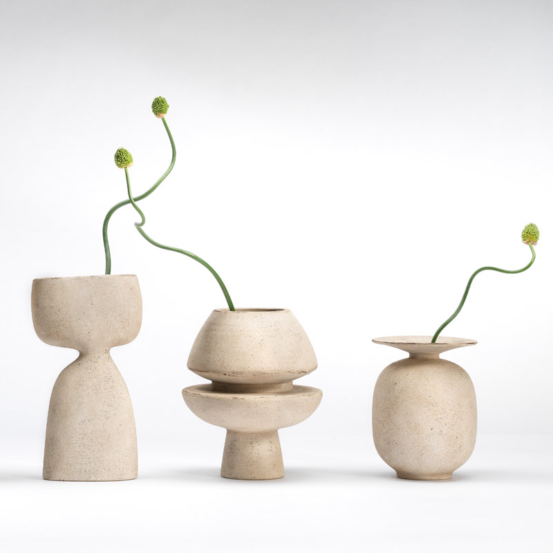 Vase de table en céramique Ayeln, Blanc cassé