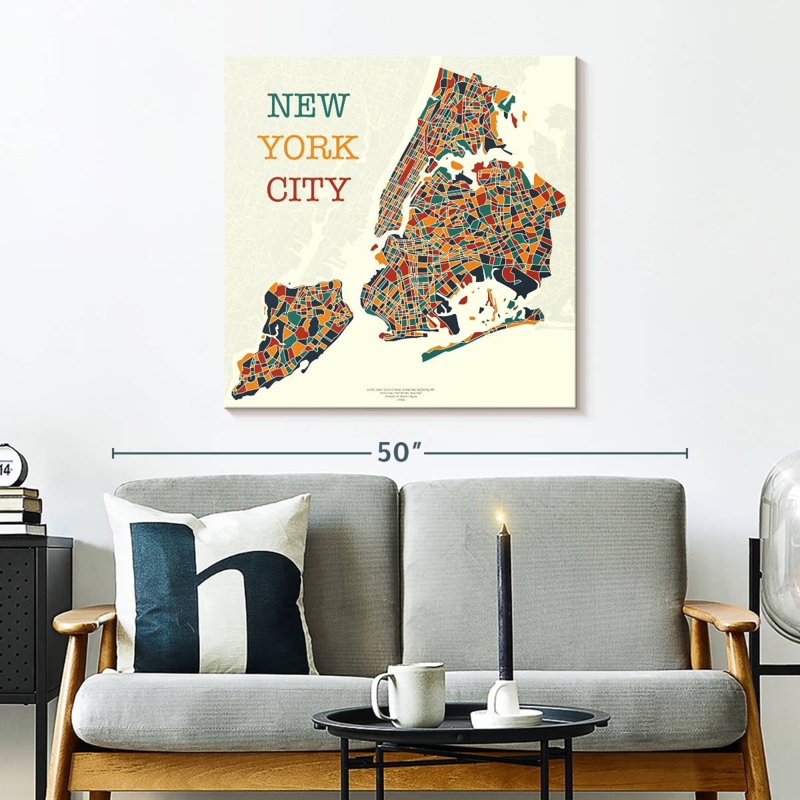 Carte de New York, H 30 po x l 30 po