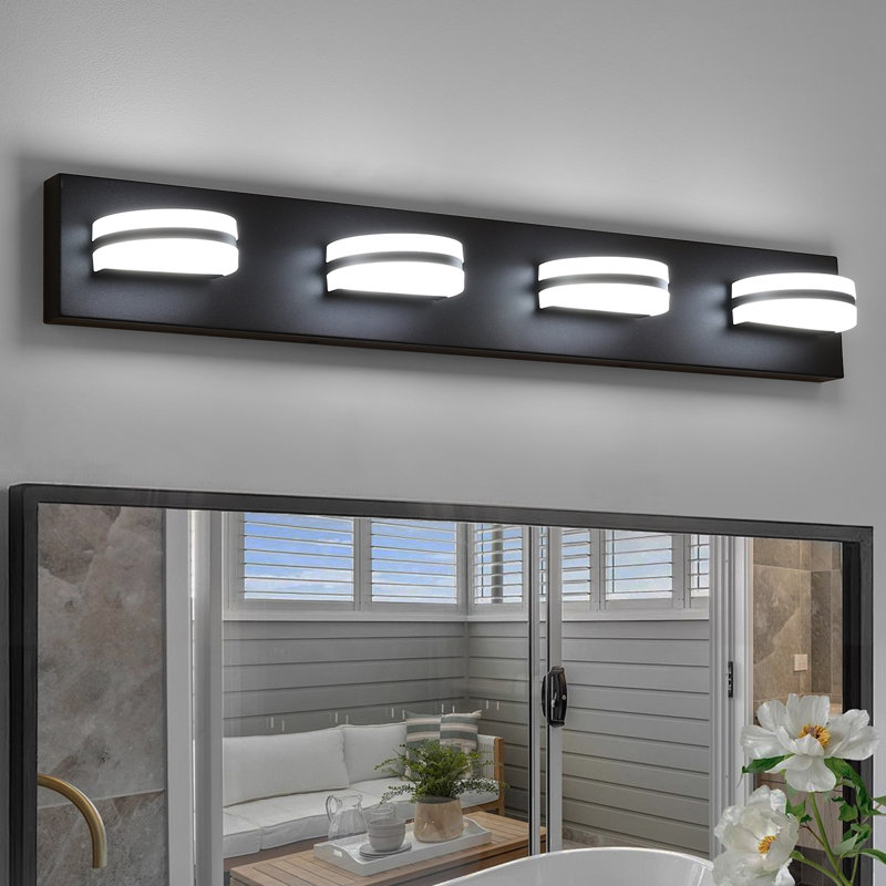 Marlita LED Bathroom Vanity Light, High Transmittance and Dimmable 5500K with 270° Rotatable Head, Black, 4